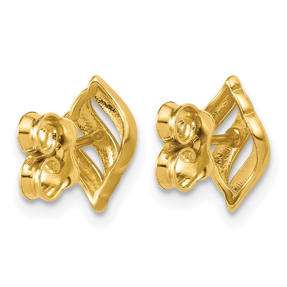 Leslie's 14K w/Rhodium Polished and Diamond-cut Post Earrings - Product Photo