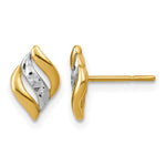 Leslie's 14K w/Rhodium Polished and Diamond-cut Post Earrings - Product Photo
