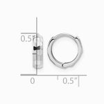 14K White Gold Polished and Diamond-Cut Huggie Hoop Earrings - Product Photo