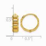 14K Yellow Gold Polished Link Pattern Hinged Huggie Hoop Earrings - Product Photo