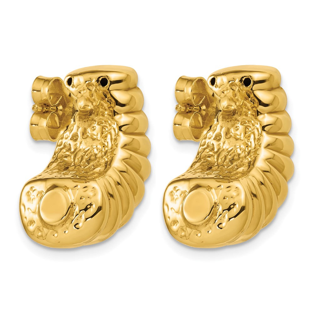 Leslie's 14K Polished and Grooved Hollow Puffed Post Earrings - Product Photo