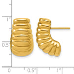 Leslie's 14K Polished and Grooved Hollow Puffed Post Earrings - Product Photo