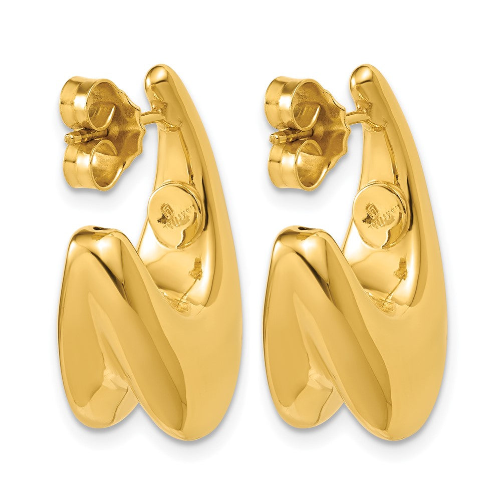 Leslie's 14K Polished Hollow Puffed Grooved J-Hoop Earrings - Product Photo