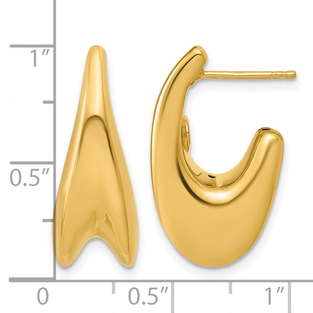 Leslie's 14K Polished Hollow Puffed Grooved J-Hoop Earrings - Product Photo