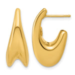 Leslie's 14K Polished Hollow Puffed Grooved J-Hoop Earrings - Product Photo