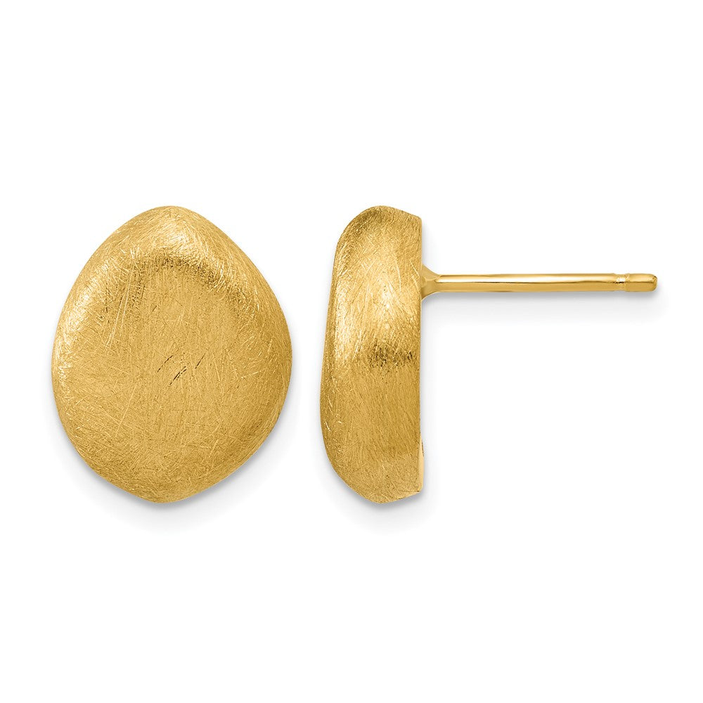 14K Yellow Gold With Scratch Finish Post Earrings