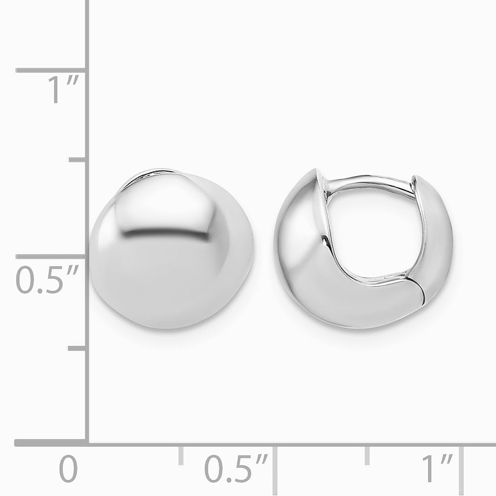 14K White Gold Polished Hinged Huggie Hoop Earrings - Product Photo