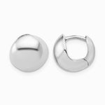 14K White Gold Polished Hinged Huggie Hoop Earrings - Product Photo
