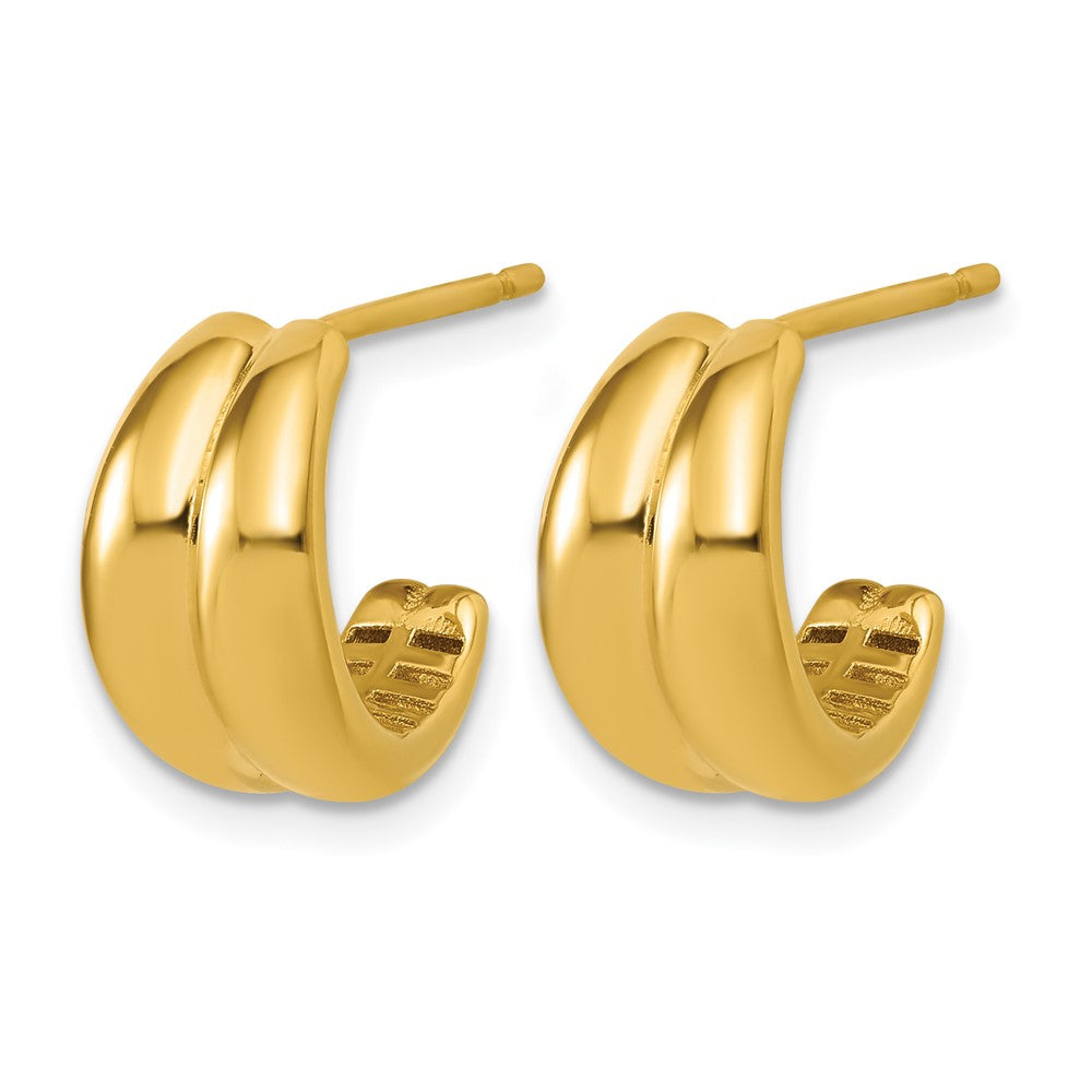 Leslie's 14K Polished Grooved J-Hoop Post Earrings - Product Photo