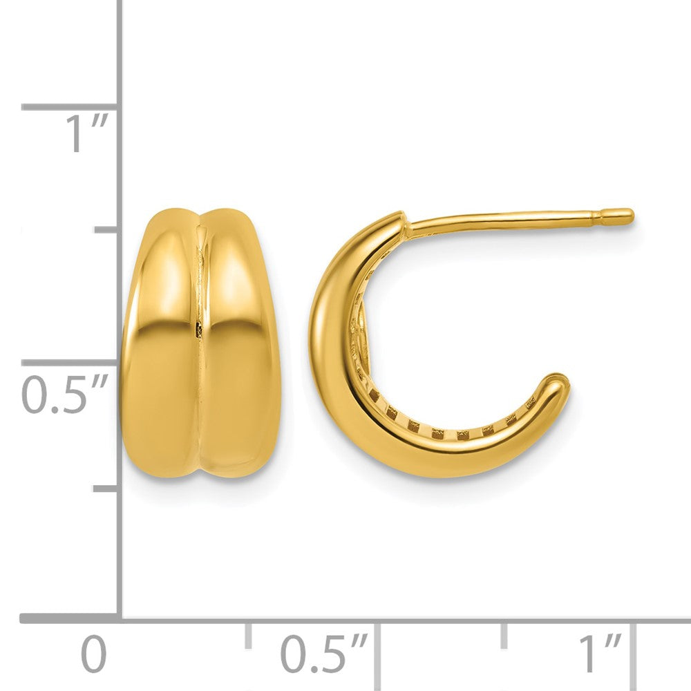 Leslie's 14K Polished Grooved J-Hoop Post Earrings - Product Photo