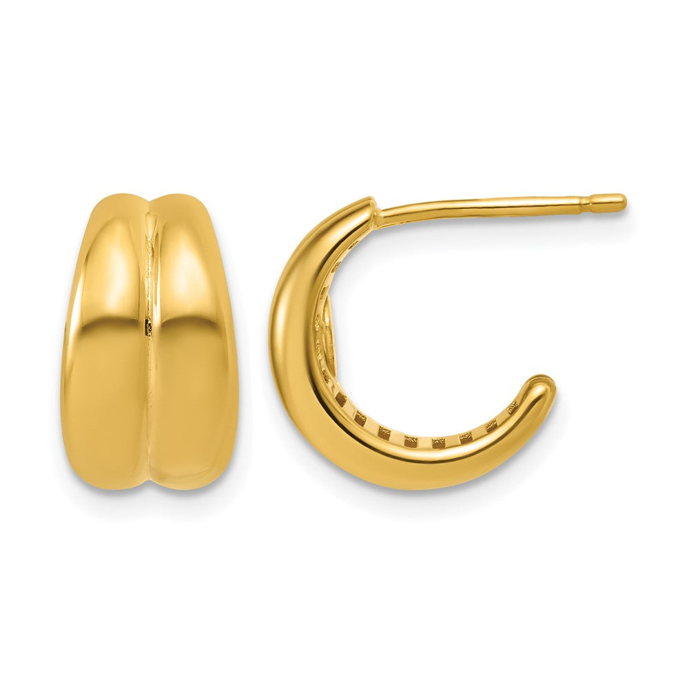 Leslie's 14K Polished Grooved J-Hoop Post Earrings - Product Photo