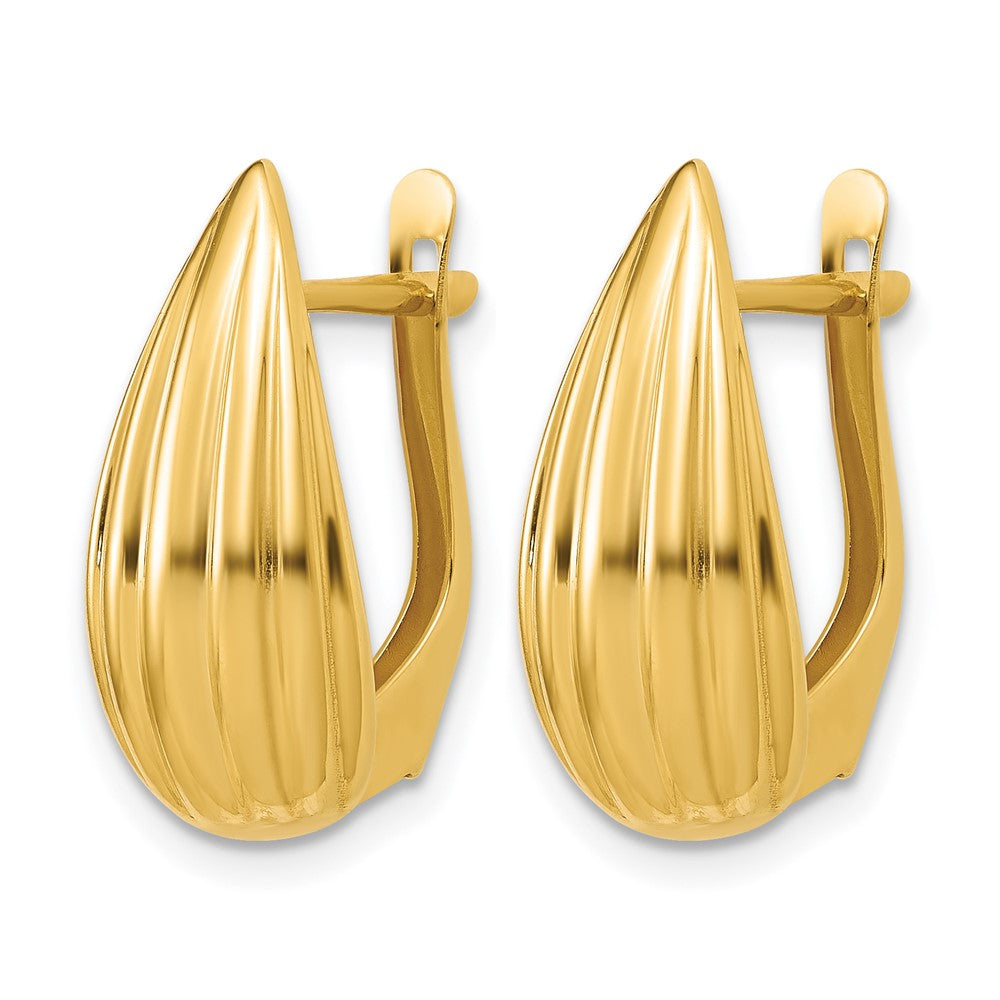 Leslie's 14K Polished Grooved Omega Back Earrings - Product Photo