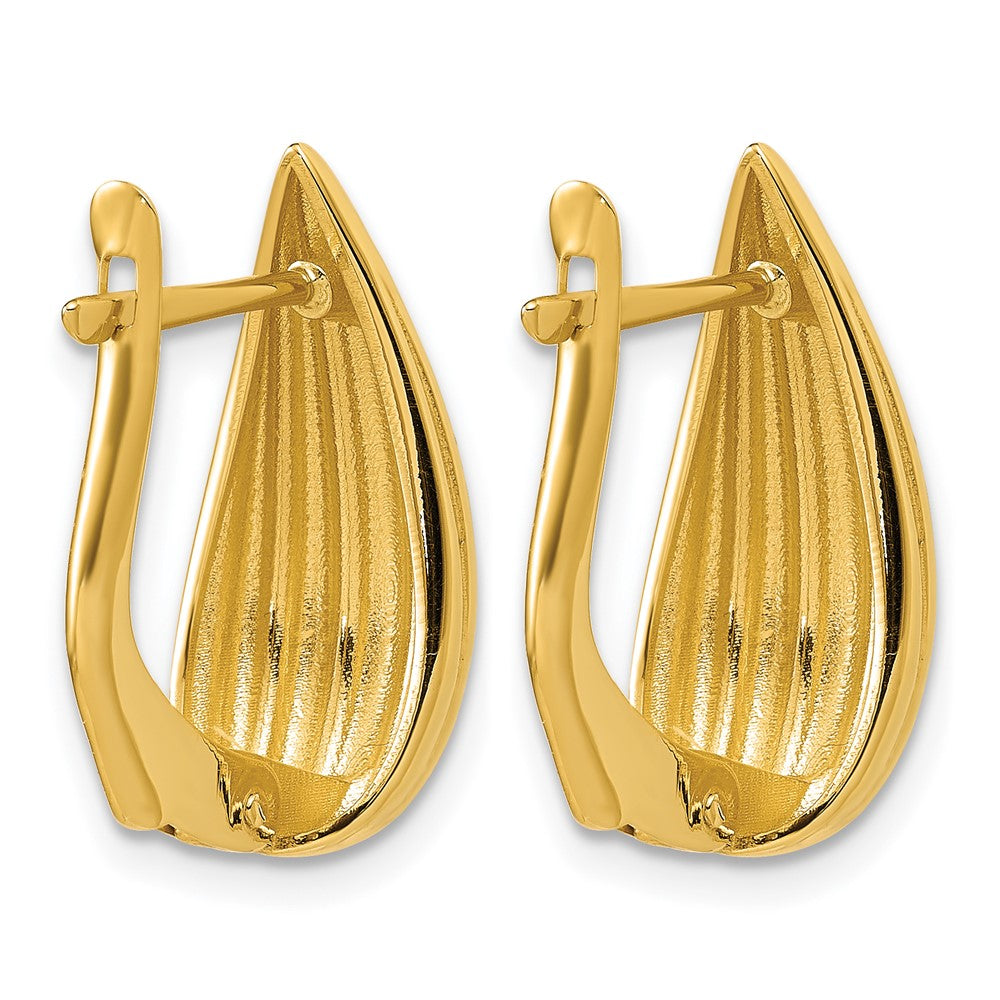 Leslie's 14K Polished Grooved Omega Back Earrings - Product Photo