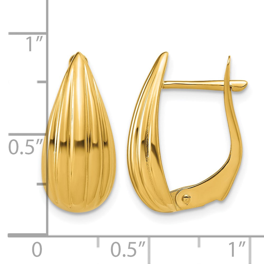 Leslie's 14K Polished Grooved Omega Back Earrings - Product Photo