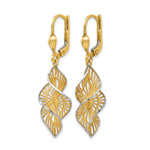 Leslie's 14K w/White Rhodium Textured and D/C Leverback Earrings - Product Photo