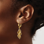 Leslie's 14K w/White Rhodium Textured and D/C Leverback Earrings - Product Photo