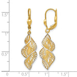 Leslie's 14K w/White Rhodium Textured and D/C Leverback Earrings - Product Photo