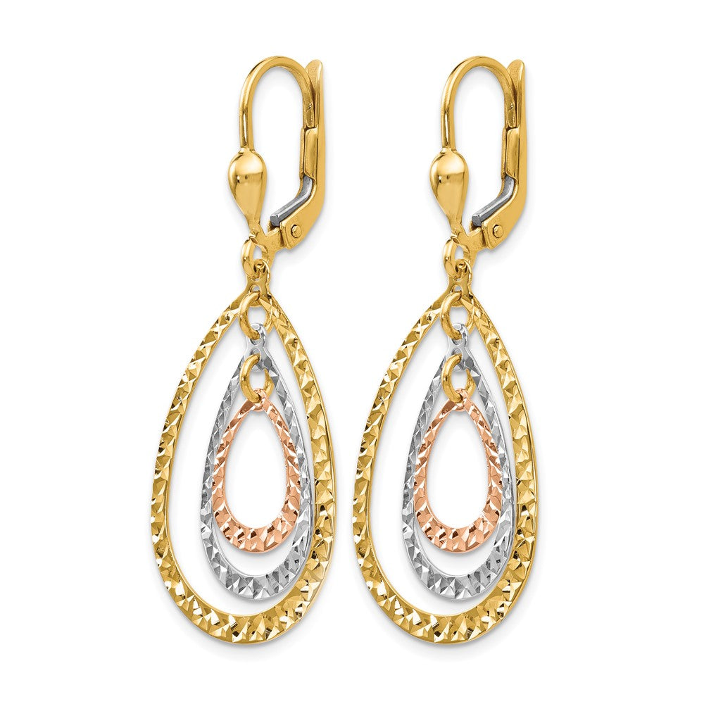 Leslie's 14K Tri-color Polished and D/C Leverback Earrings - Product Photo