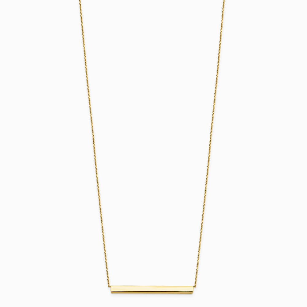 14K Yellow Gold Polished with 1in ext. Bar Necklace - Product Photo