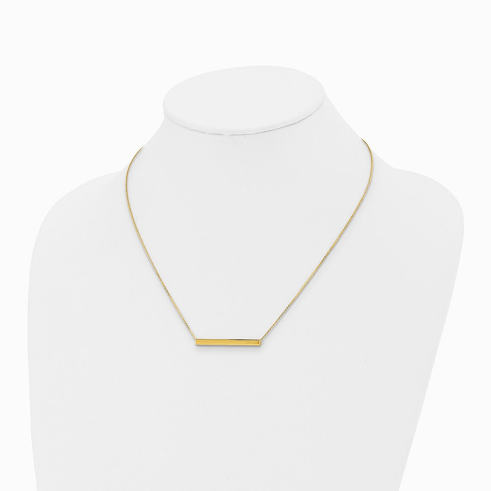 14K Yellow Gold Polished with 1in ext. Bar Necklace - Product Photo