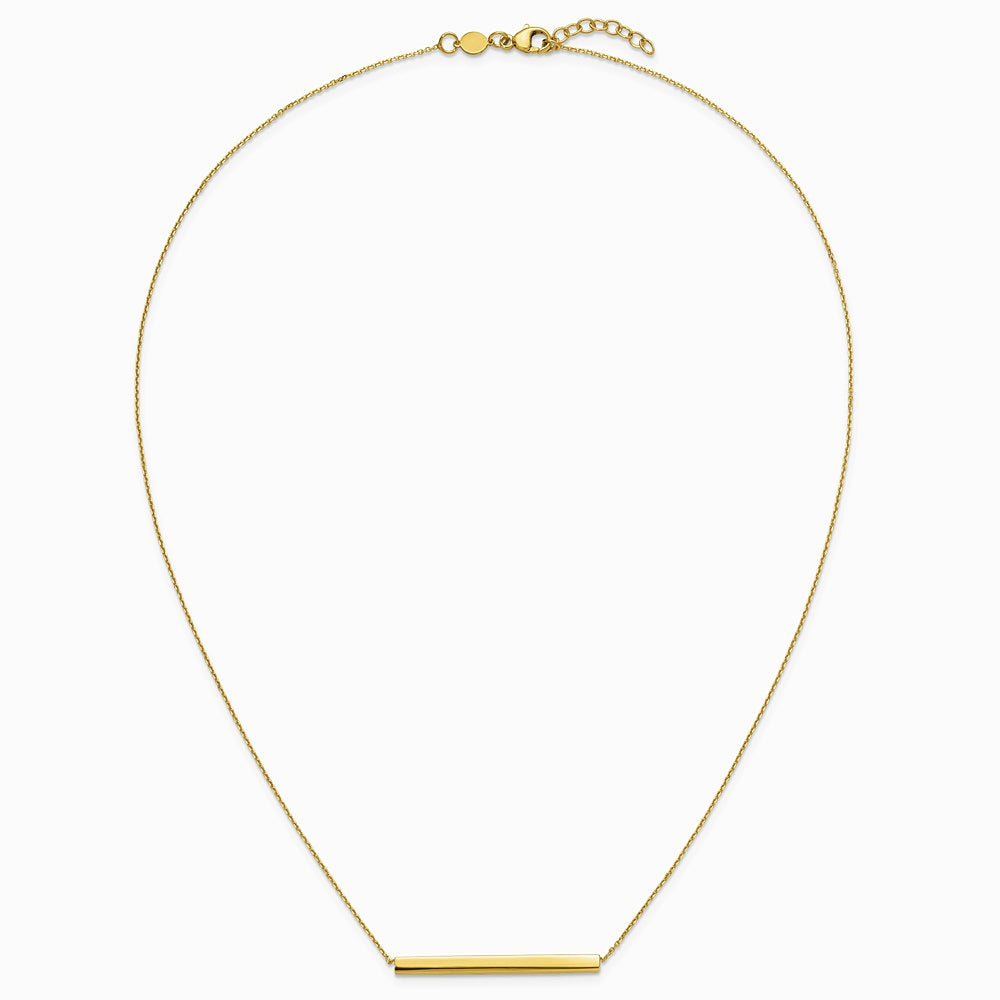 14K Yellow Gold Polished with 1in ext. Bar Necklace - Product Photo