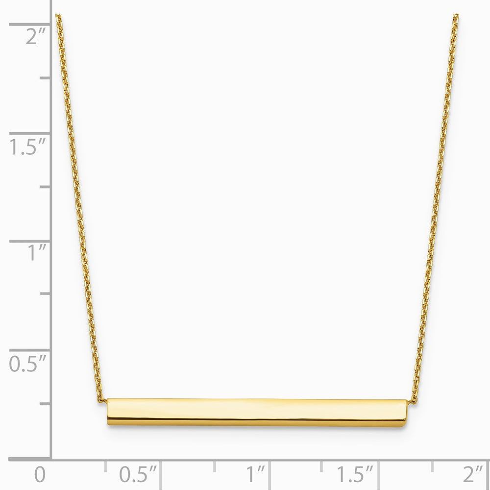 14K Yellow Gold Polished with 1in ext. Bar Necklace - Product Photo
