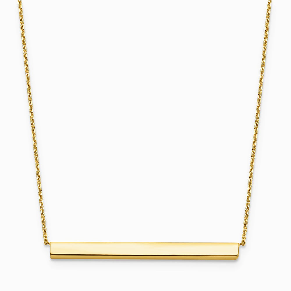14K Yellow Gold Polished with 1in ext. Bar Necklace - Product Photo