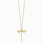 14K Yellow Gold Polished Dragonfly with 2 in ext. Necklace - Product Photo