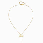 14K Yellow Gold Polished Dragonfly with 2 in ext. Necklace - Product Photo