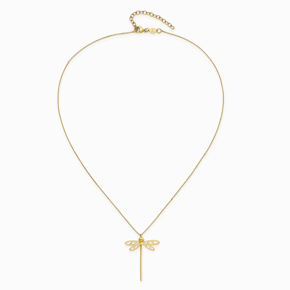 14K Yellow Gold Polished Dragonfly with 2 in ext. Necklace - Product Photo