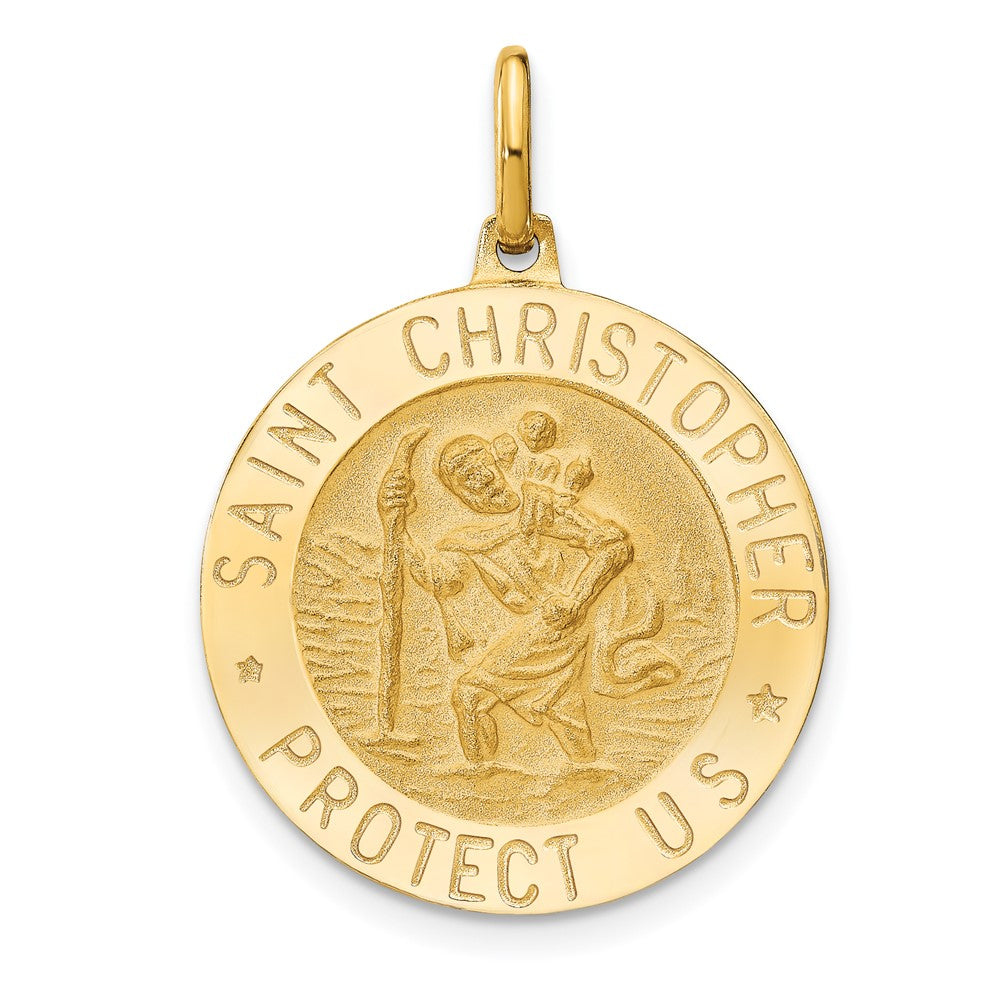 Leslie's 14k Polished and Satin Round St. Christopher Pendant - Product Photo