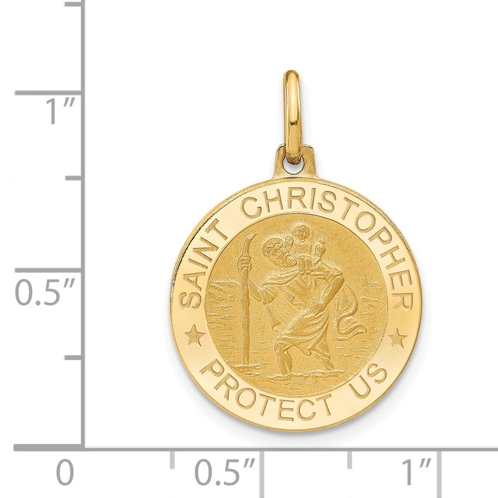 Leslie's 14k Polished and Satin Round St. Christopher Pendant - Product Photo