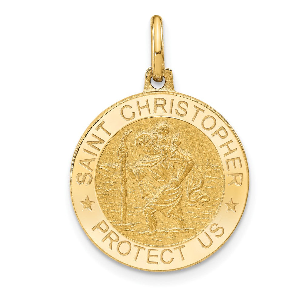 Leslie's 14k Polished and Satin Round St. Christopher Pendant - Product Photo