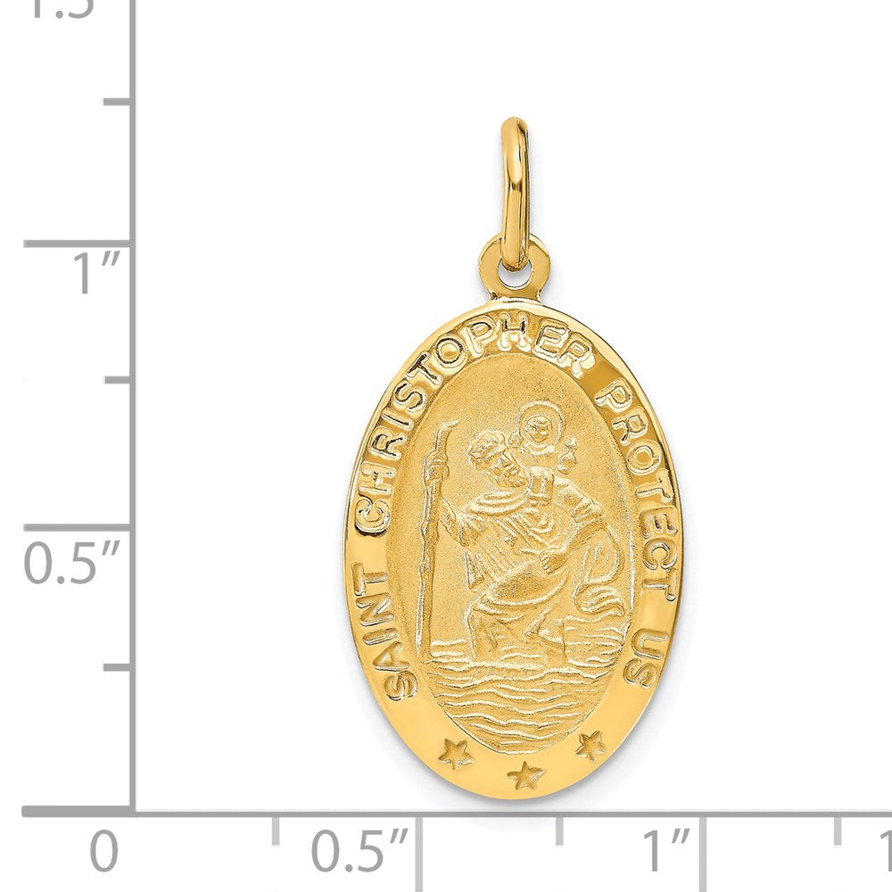 Leslie's 14k Polished and Satin Oval St. Christopher Pendant - Product Photo