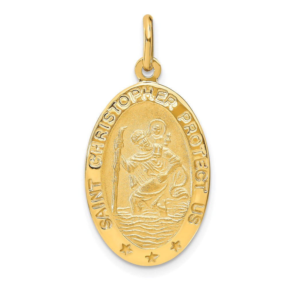 Leslie's 14k Polished and Satin Oval St. Christopher Pendant - Product Photo