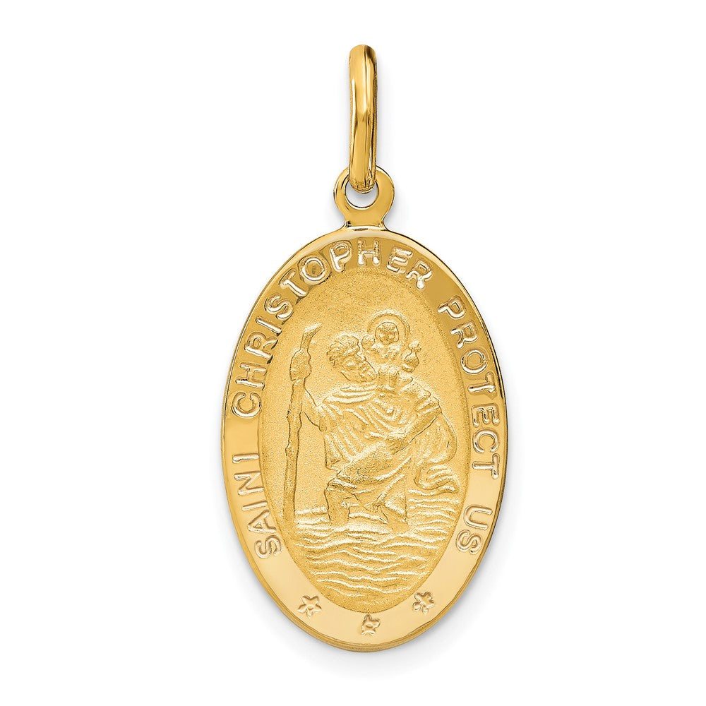 Leslie's 14k Polished and Satin Oval St. Christopher Pendant - Product Photo