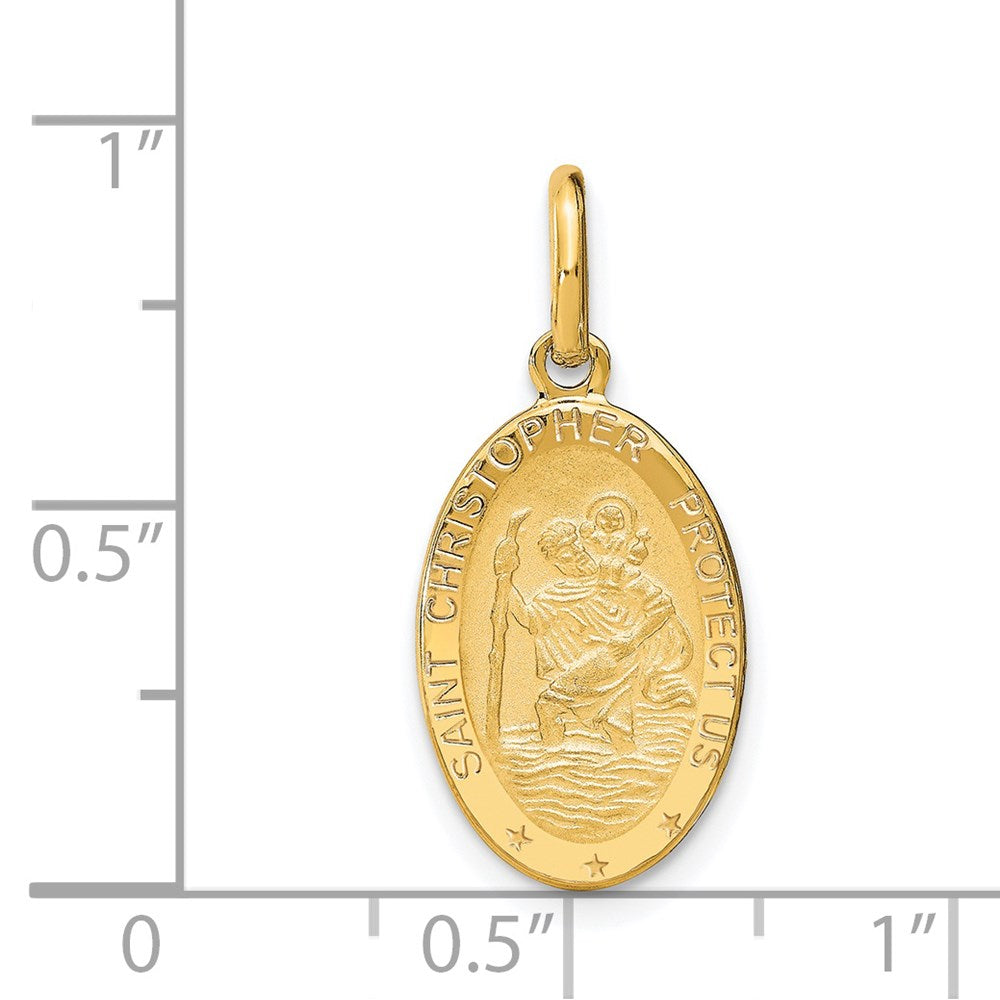 Leslie's 14k Polished and Satin Oval St. Christopher Pendant - Product Photo