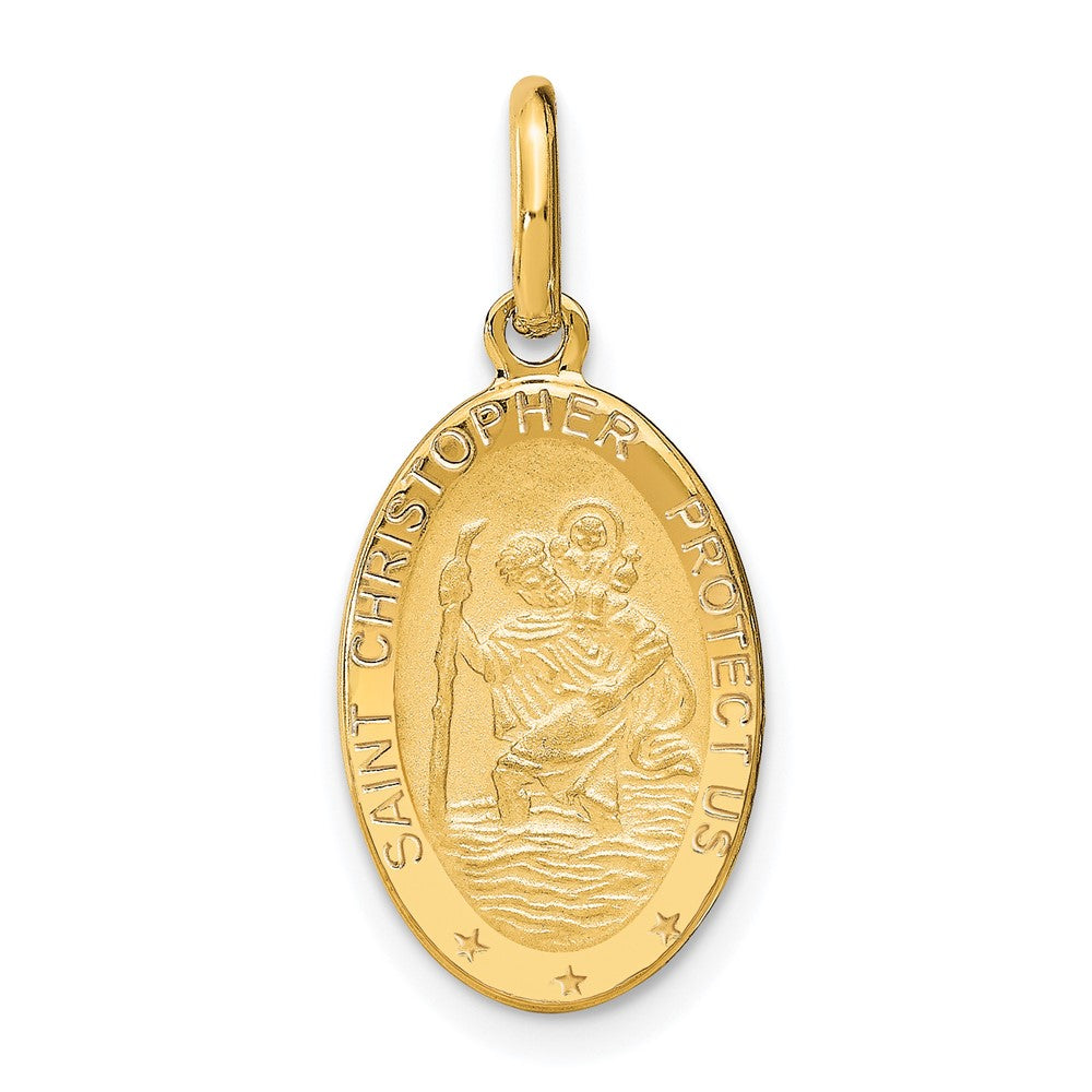 Leslie's 14k Polished and Satin Oval St. Christopher Pendant - Product Photo