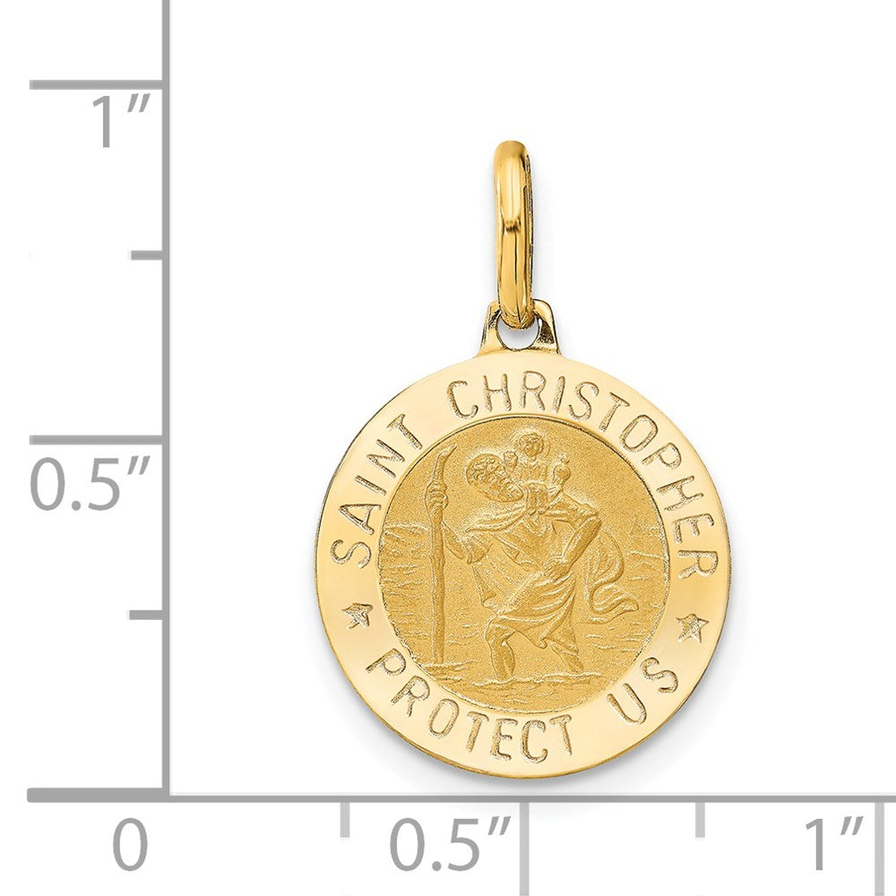 Leslie's 14k Polished and Satin Round St. Christopher Pendant - Product Photo