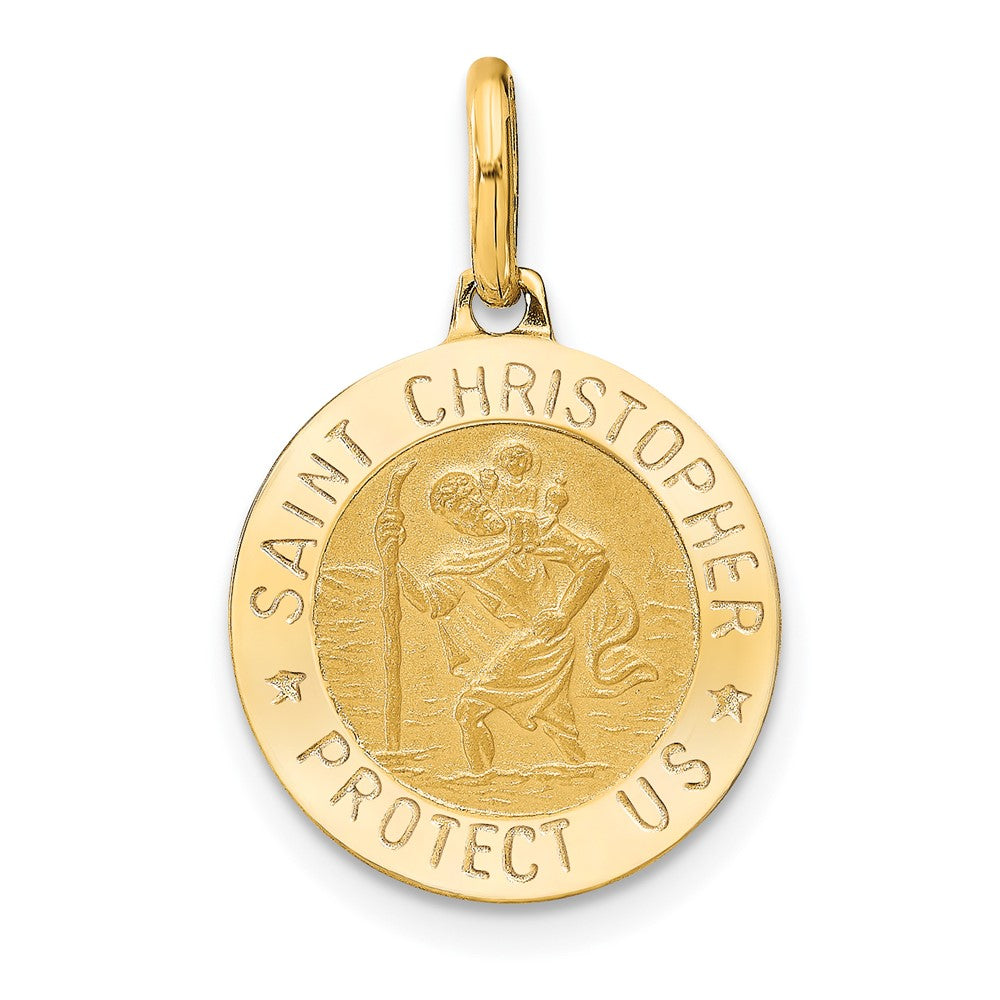 Leslie's 14k Polished and Satin Round St. Christopher Pendant - Product Photo