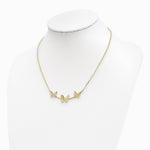 14K Yellow Gold Polished Filigree 3-Butterfly Bar Necklace - Product Photo