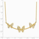 14K Yellow Gold Polished Filigree 3-Butterfly Bar Necklace - Product Photo
