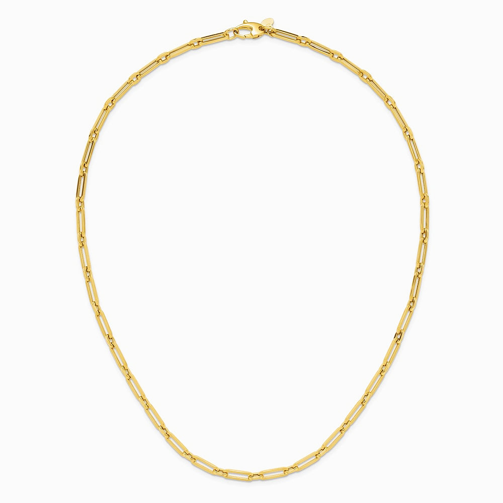 14K Yellow Gold Polished Flat Oval Link Necklace - Product Photo
