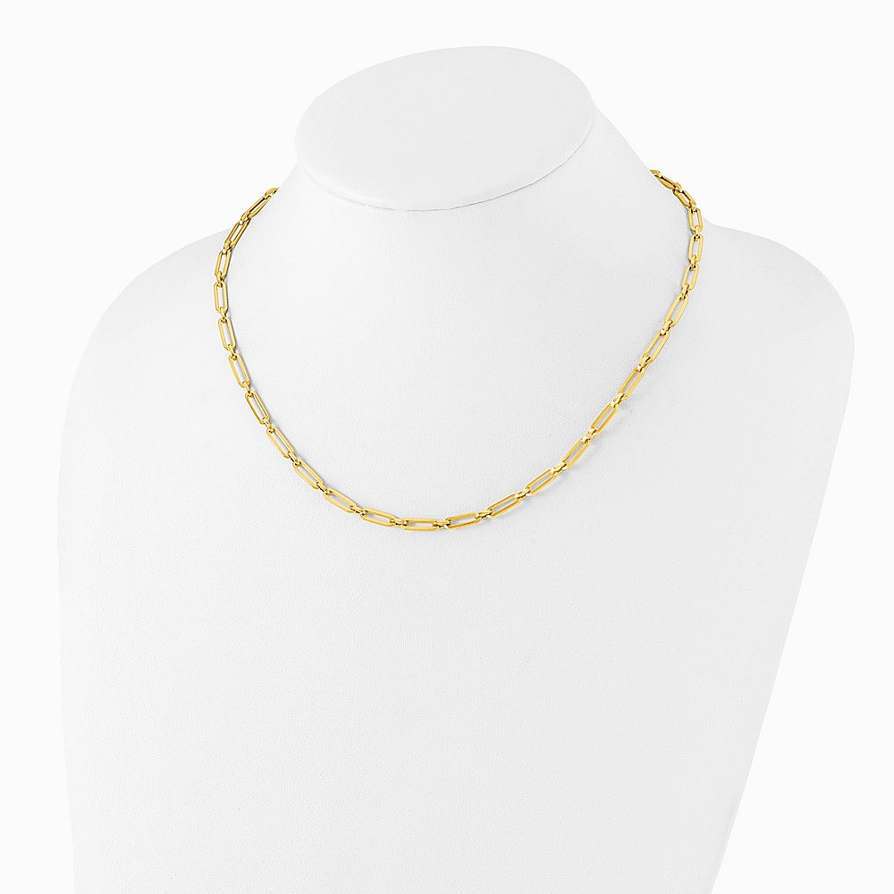 14K Yellow Gold Polished Flat Oval Link Necklace - Product Photo