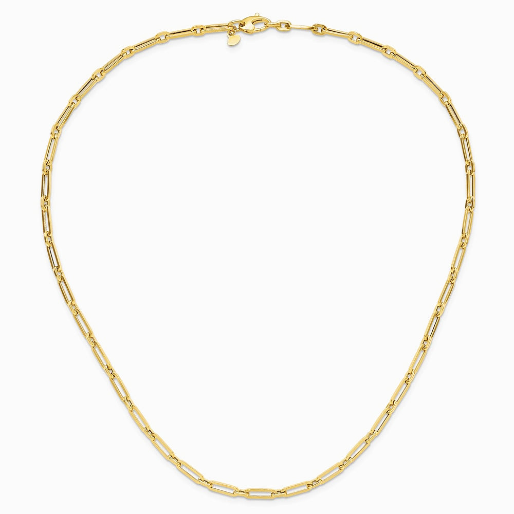 14K Yellow Gold Polished Flat Oval Link Necklace - Product Photo