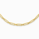 14K Yellow Gold Polished Flat Oval Link Necklace - Product Photo