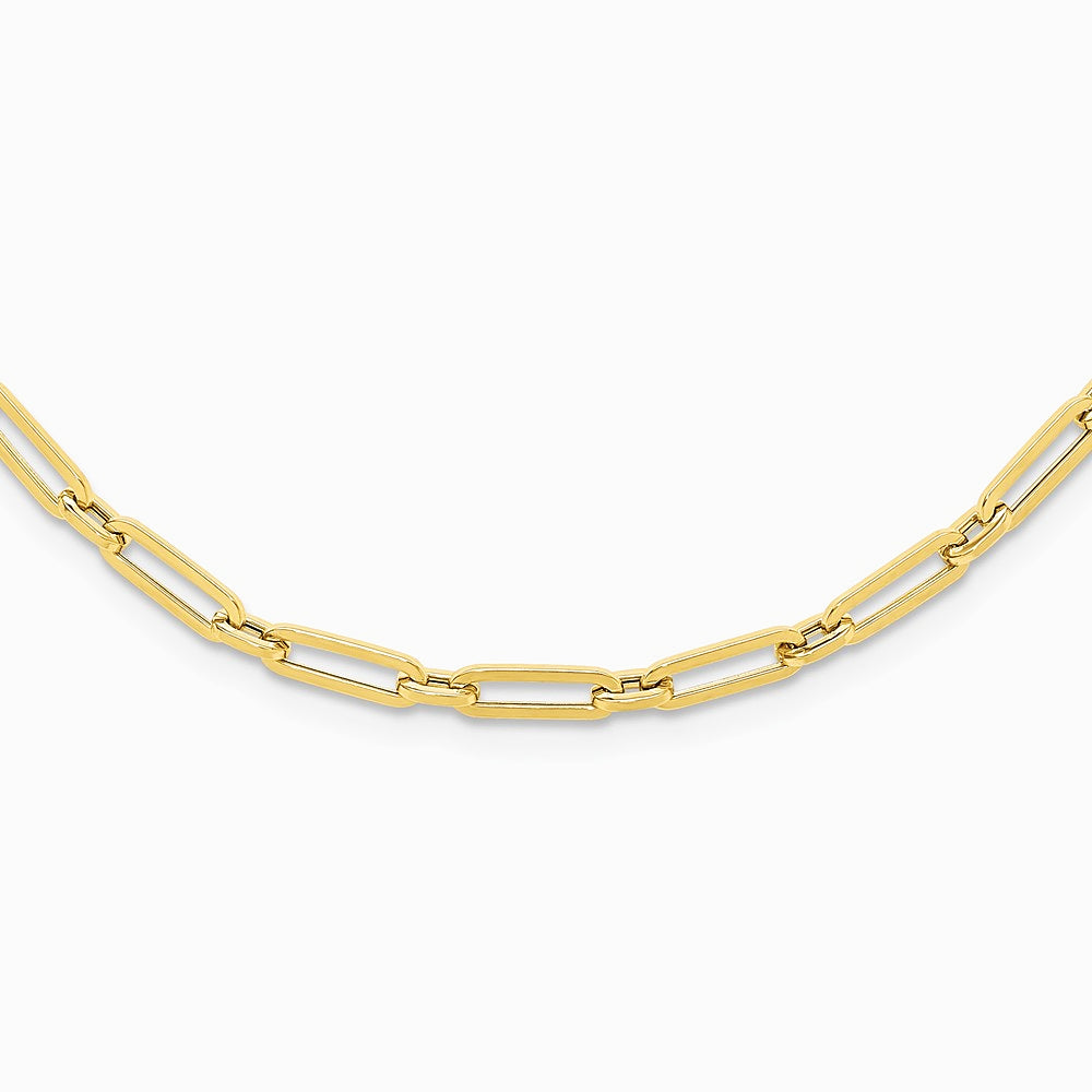 14K Yellow Gold Polished Flat Oval Link Necklace - Product Photo