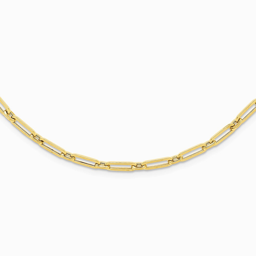 14K Yellow Gold Polished Flat Oval Link Necklace - Product Photo