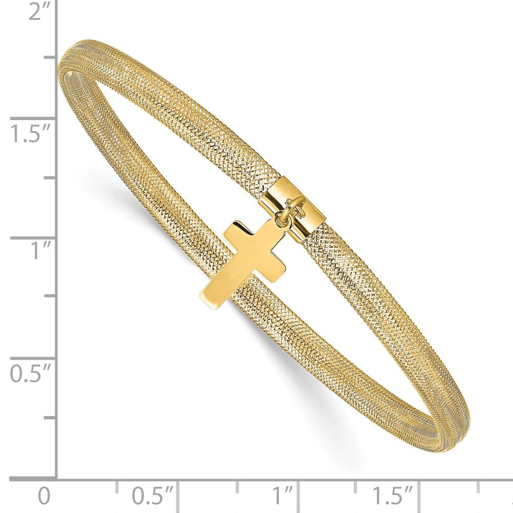 Leslie's 14K Polished Cross Charm Stretch Bangle - Product Photo