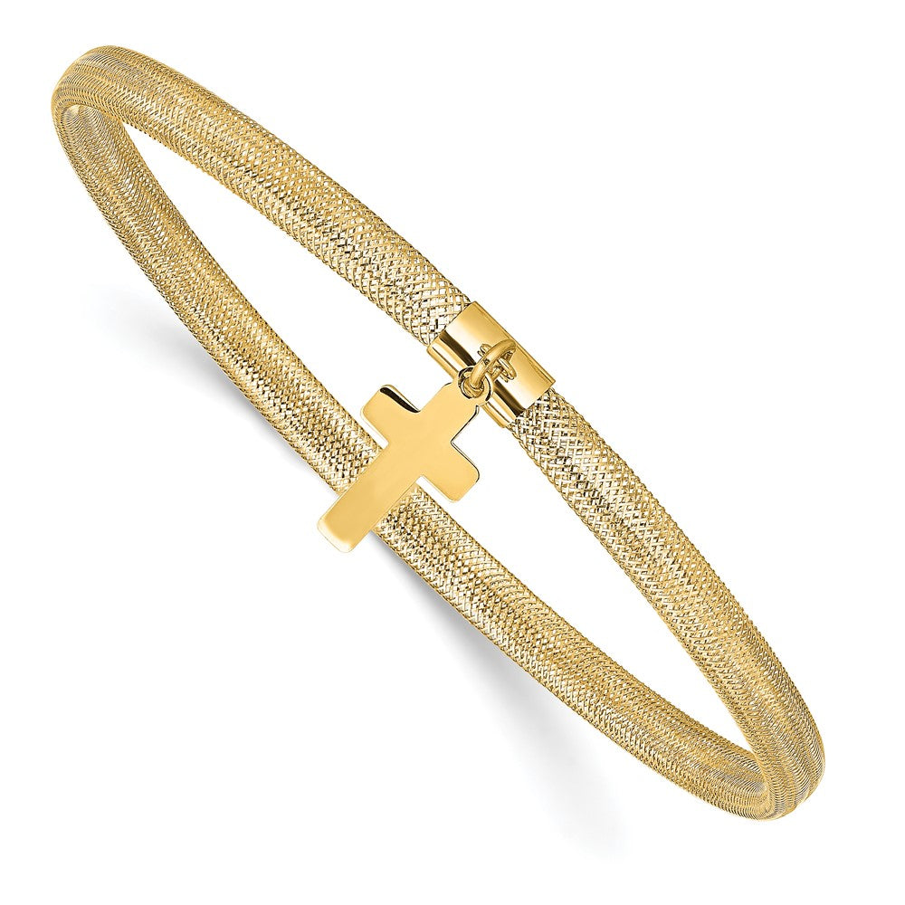 Leslie's 14K Polished Cross Charm Stretch Bangle - Product Photo